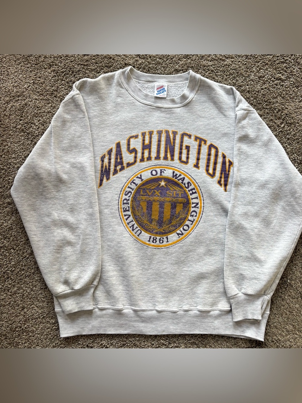 Vintage University of Washington Huskies jerzees crew neck Sweatshirt gray large